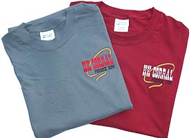 River Blue / Canyon Red T-Shirts w/HK CORRAL logo